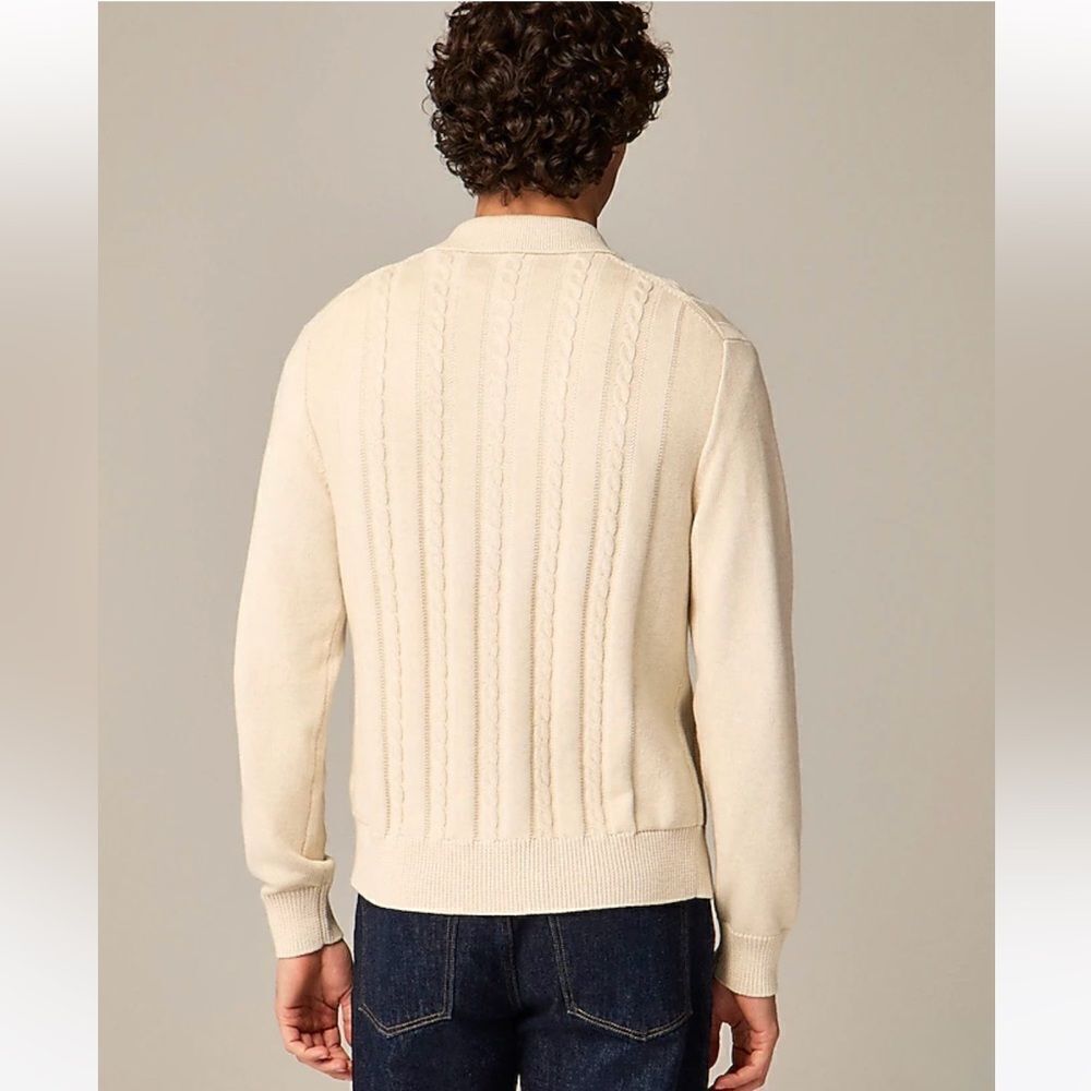 NWT J CREW Heritage cotton cable-knit cardigan sweater-polo in Heather Grey - Picture 3 of 7